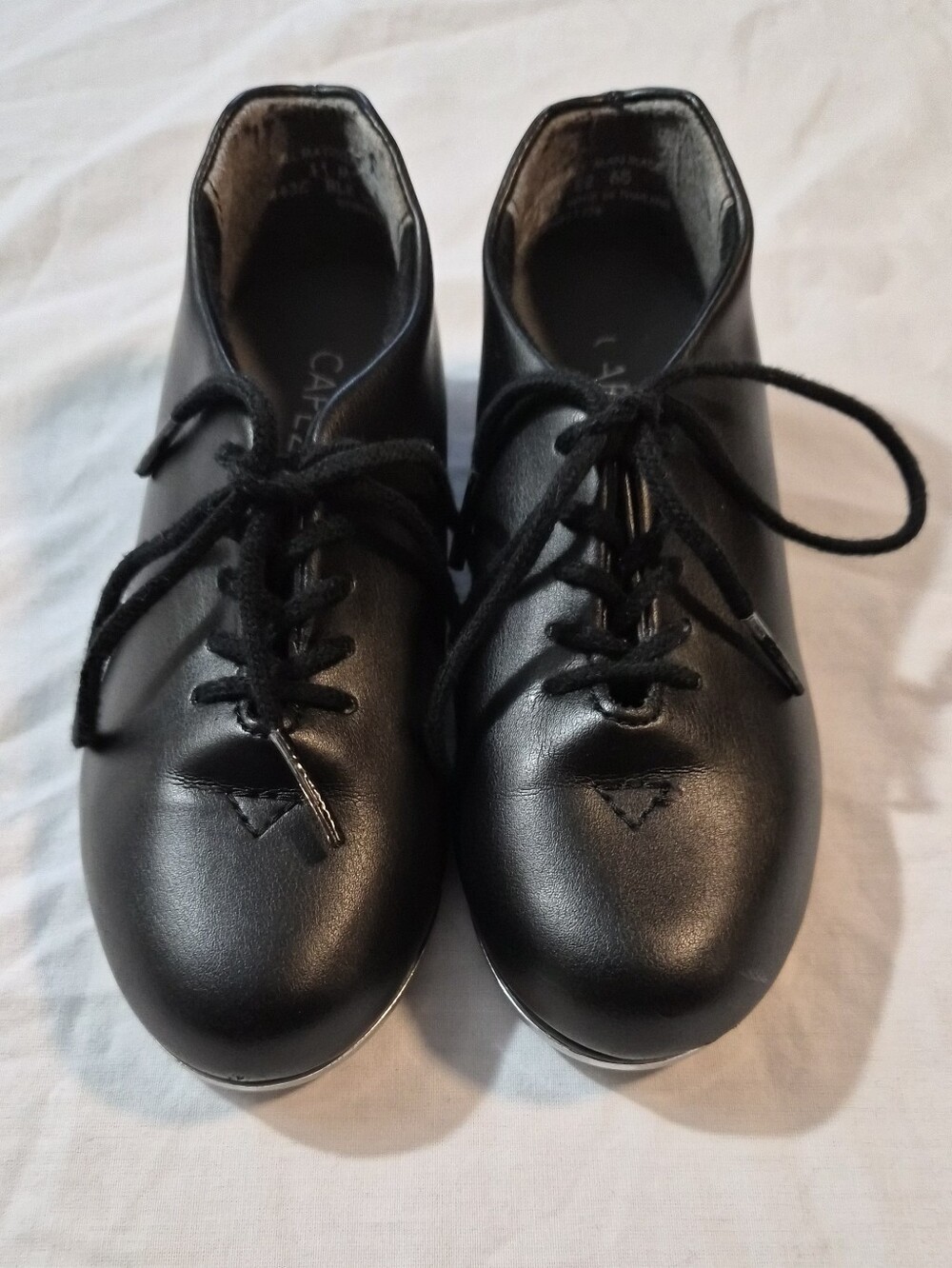 Capezio Tele Tone Tap Shoes Black Lace Up Dance Shoes Girls Size 11M 443C